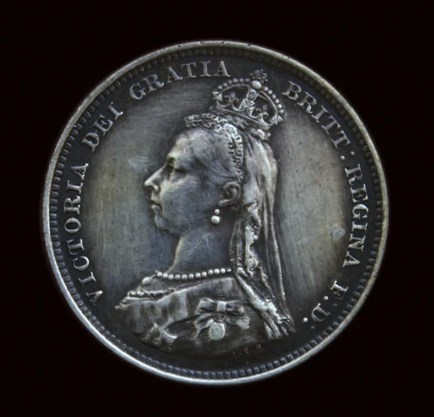 * 1887 Silver Shilling AU+ Beautiful Patina Great “Eye Appeal”!!! Cover