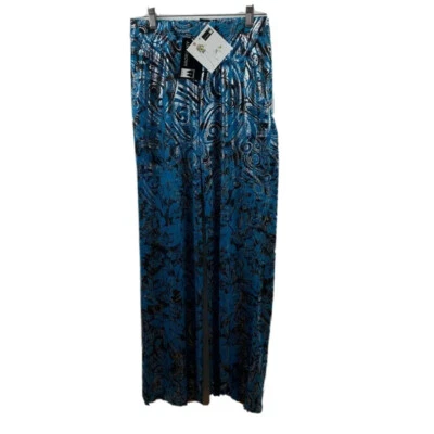 Antthony Originals Womens Palazzo Pants Metallic Blue Floral Stretch XS New - Image 1 of 4