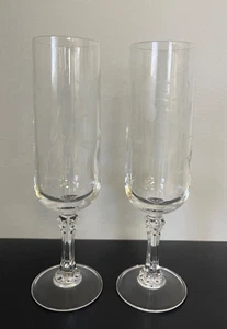 TWO (2) Princess House BORDEAUX CRYSTAL Heritage etched FLUTED CHAMPAGNE - Picture 1 of 3