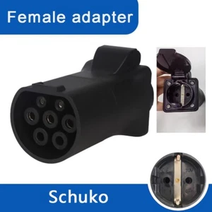 16A Electrical Connector Adapter Portable EV Plug Type 2 Female To Schuko Socket - Picture 1 of 4