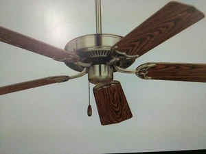 Emerson BUILDER 52" CEILING Fan CF700AB ANTIQUE BRASS/MEDIUM LIGHTOAK 5REV(LU - Picture 1 of 8