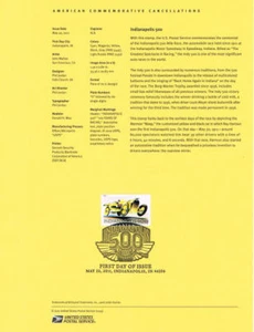 #1124 Forever Indianapolis 500 #4530 Souvenirseite - Bild 1 von 1