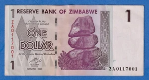 ZIMBABWE $1 2007 P-65 CIRCULATED REPLACEMENT NOTE ZA0117001 - Picture 1 of 3