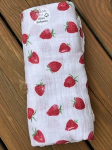 Moderne Baby Rosa Erdbeere Decke Musselin Swaddle Weich Security Lovey Neu - Bild 1 von 4