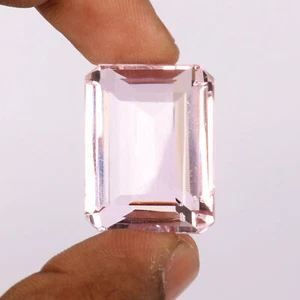 Lab-Created 67.50 CT Brazilian Pink Topaz Emerald Cut Loose Gemstone For Jewelry - Picture 1 of 6