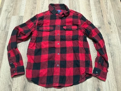 Camisa George, Para Hombre Talla Mediana Roja Negra A Cuadros Manga Larga Abotonada Foto 1 de 4