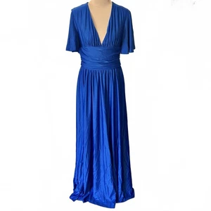 Maxi Vestido Faeriesty Azul Cobalto Acanalado Drapeado M - Imagen 1 de 9