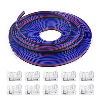 16.4Ft RGB LED Wire 22 AWG 4Pin RGB Wire with LED Strip Connector 22  47958 - Image 1 of 4