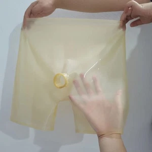 Calzoncillo boxer de látex para hombre con adornos anillo agujero goma transparente ropa interior 0,4 mm - Imagen 1 de 8