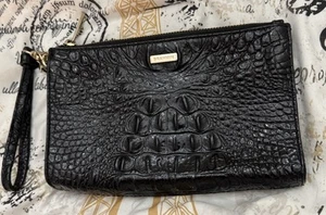 Bolso de Mano/Maquillaje Brahmin Daisy Negro Cuero Melbourne Grande Cremallera Muñequera - Imagen 1 de 8