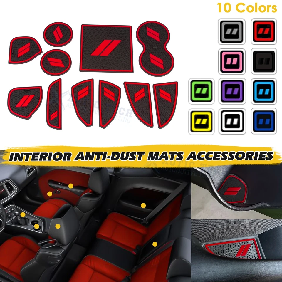 Door Groove Anti-Dirty Mats Cup Holder Liners 11pcs for Dodge Challenger 2015+ - Image 1 of 4