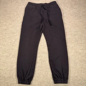 G Label by Goop Sweatpants Joggers Womens Large Black Fleece Made In Italy - Picture 1 of 12