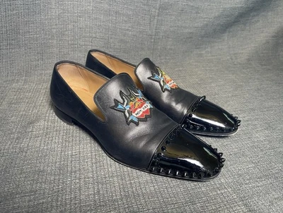 Christian Louboutin Loafers Dress Shoes Black Leather Spike Size EU 44.5 US 11.5 - Image 1 of 4