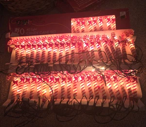60 Vintage Candy Cane Blow Mold Plastic String Lights by Trim-A-Tree WORKS Boxes - Picture 1 of 5