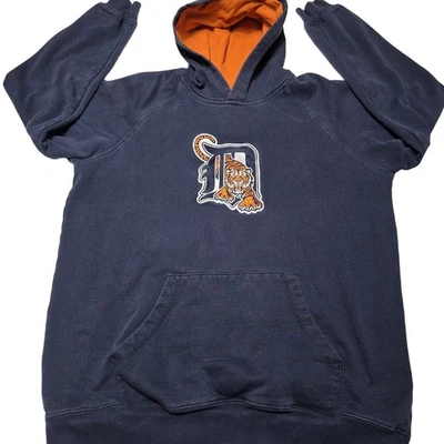Detroit Tigers Youth MLB Pullover Hoodie Boys Size 18/20 Navy Blue Embroidered - Image 1 of 4