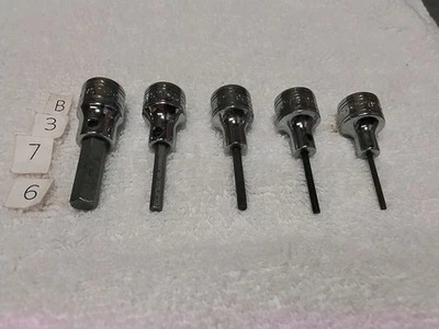5PC S-K 3/8" DRIVE 8mm- 4mm- 3mm-2.5mm - 2mm HEX SOCKET METRIC USA 🇺🇸 - Image 1 of 4