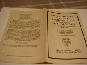 RARE LATE KING GEORGE V COMMEMORATION 8 PAGE SERVICE FORM C1936 - Picture 1 of 3