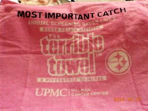 Pink Ribbon Pittsburgh Steelers "Most important catch" the Terrible Towel #4 - Picture 1 of 4