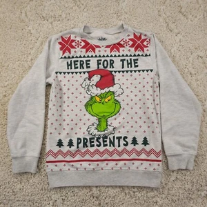 Dr. Seuss The Grinch Here For The Presents Christmas Sweater Youth Large - Picture 1 of 8