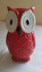 Colorful Ceramic Owl Figurine Fall Colors Bright Orange 7" Tall - Picture 1 of 6