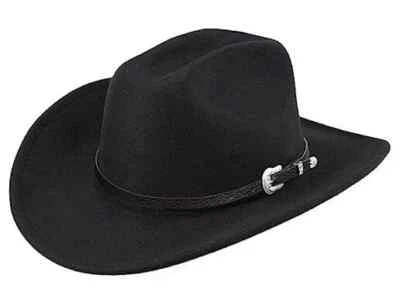 Classic Western-Cowboy-Hat Men Womens Wide Brim Medium Black - Carved BeltClassi - Image 1 of 4
