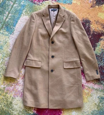 Uniqlo Overcoat Mens Size Medium Beige Tan Wool Cashmere Chesterfield Coat - Image 1 of 4