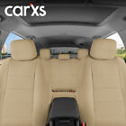 carXS Front & Rear Faux Leather Car Seat Covers, Full Set Tan Beige