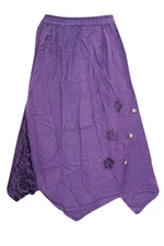 Purple Long Skirt Embroidered Stonewash Gypsy Casual Summer Comfy Maxi Skirts S/