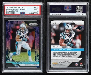 2018 Panini Prizm Camo Prizm /25 Christian McCaffrey #172 PSA 9 MINT
