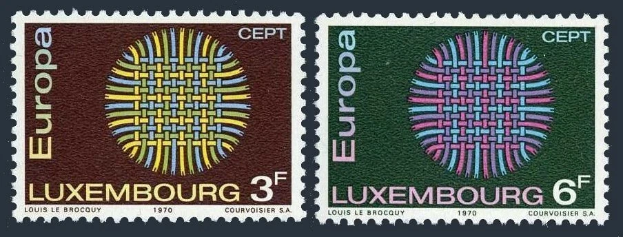 Luxembourg 489-490 blocks/4,MNH.Mi 807-808. EUROPE CEPT-1970.Interwoven Threads. - Image 1 of 1