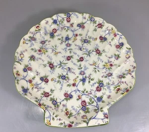 Corona Andrea Sadek Floral Sea Shell Platter Green Trim 12 1/2" Made in Japan - Picture 1 of 4