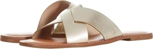 Jack Rogers Sloane Sz US 5 M Women's Leather Cross Band Sandals Slotted Platinum - Picture 1 of 4