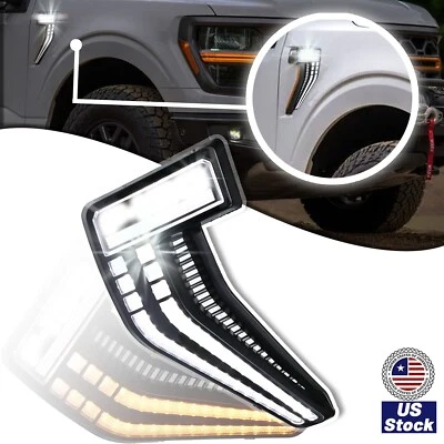 For Ford F-150 F150 2021-2023 DRL LED Fender Vent Side Marker Light Turn Signal - Image 1 of 4
