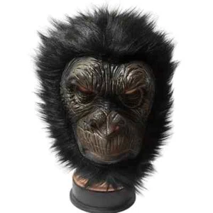 Gorilla Ape Half Face Mask Latex Black Hair King Kong Monkey Halloween Accessory - Picture 1 of 3