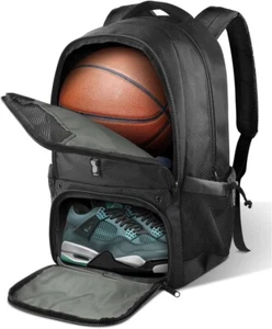 Basketball Backpack, Large Basketball Bag with Shose&Ball Compartment, Black - Picture 1 of 8