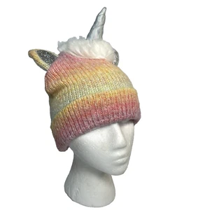The Children's Place Soft Cuff Knit Unicorn Beanie Hat S/M (4-7) Orange Multi - Picture 1 of 11