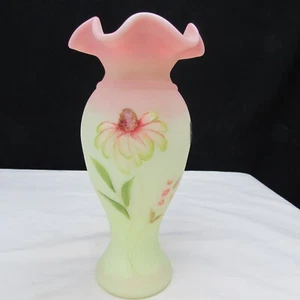 Fenton Burmese Fenton Strikes Gold Hand Painted Vase Special Order LE 2010 W645 - Picture 1 of 7