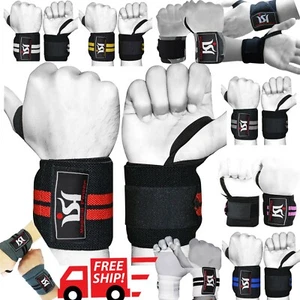 Gym training power weight lifting wrist wraps straps bandage cross fit support - Picture 1 of 54