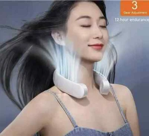 Ventilador de cuello portátil sin aspas - Enfriador USB recargable de 3 velocidades para viajes de verano - Imagen 1 de 9