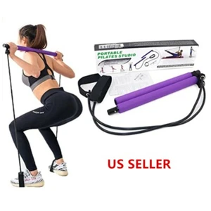 Portable Pilates Stick Muscle Toning Bar Pilates Bar Kit with Resistance Bands - Picture 1 of 12
