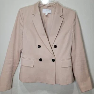 Hugo Boss Jalarema Jacket 6 Blazer Double Breast Pale Pink Silver Button Cotton - Picture 1 of 9
