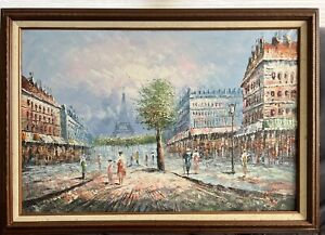 Vintage Original Artwork Framed Signed Paris Streetscape