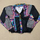 VINTAGE Festival Jacket Womens XL Black Psychedelic Pattern Olympic Exposure USA