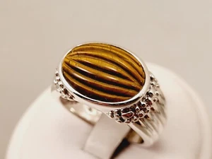 ANILLO OJO DE TIGRE ACANALADO PLATA ESTERLINA WHITNEY KELLY WK TALLA 8 - Imagen 1 de 6