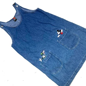 Womens L VINTAGE Disney Unlimited Mickey Mouse Gloofy  Jerry Leigh Jumper Denim - Picture 1 of 8