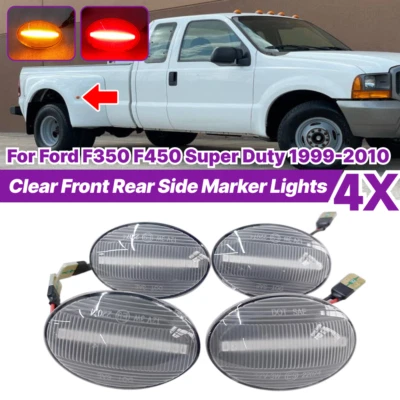 For Ford F350 F450 Super Duty 1999-2010 4Pcs Clear Fender Side Marker Indicator - Image 1 of 4