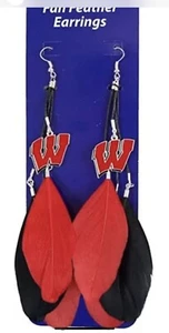Little Earth NCAA Wisconsin Badgers Team Color Feather Earrings - Picture 1 of 1
