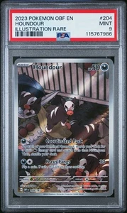 🔥2023 POKEMON OBF EN OBSIDIAN FLAMES ILLUSTRATION RARE #204 HOUNDOUR PSA 9🔥 - Picture 1 of 1