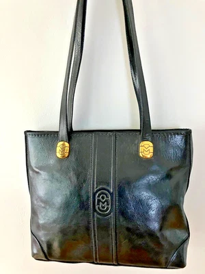 Bolso de hombro vintage de cuero negro italiano Marino Orlandi Foto 1 de 4