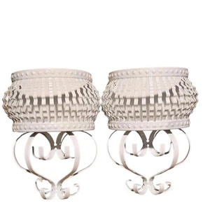 2 jardineras de bolsillo vintage de metal para colgar en la pared blancas interiores para el hogar Homco - Imagen 1 de 11